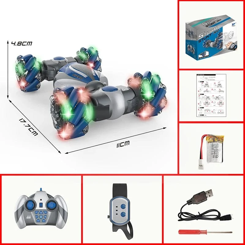Kleines RC-Stunt-Auto mit Fernbedienung, Uhr, Gestensensor, elektrisches Spielzeug, RC-Drift-Auto, 2.4 GHz, 4WD-Rotation, Geschenk für Kinder und Jungen zum Geburtstag