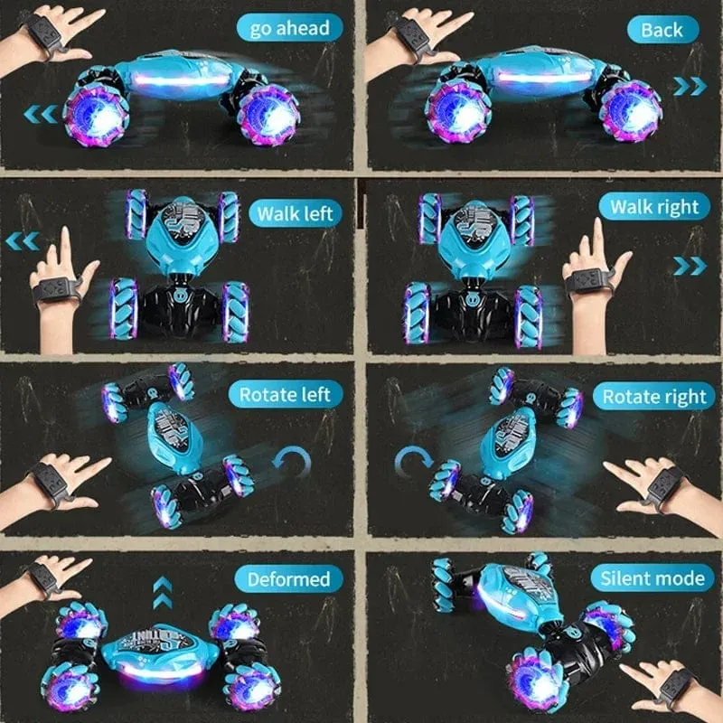 4WD 1:16 Stunt-RC-Auto mit LED-Lichtgeste, Infrarot-Induktion, Twist-Klettern, ferngesteuertes Auto, Kindertagsspielzeug für Jungen