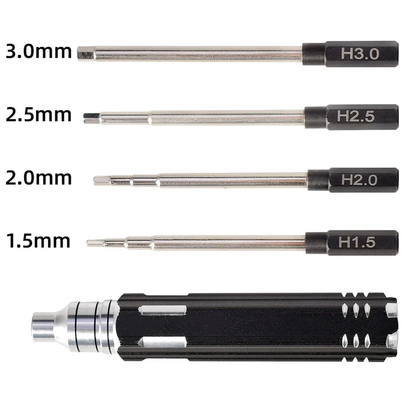 RC Teile 4 in 1 1.5 mm 2.0 mm 2.5 mm 3.0 mm Sechskantschraubendreher Metallwerkzeugsatz Set für RC Hubschrauber Auto Flugzeug Drohne Flugzeuge