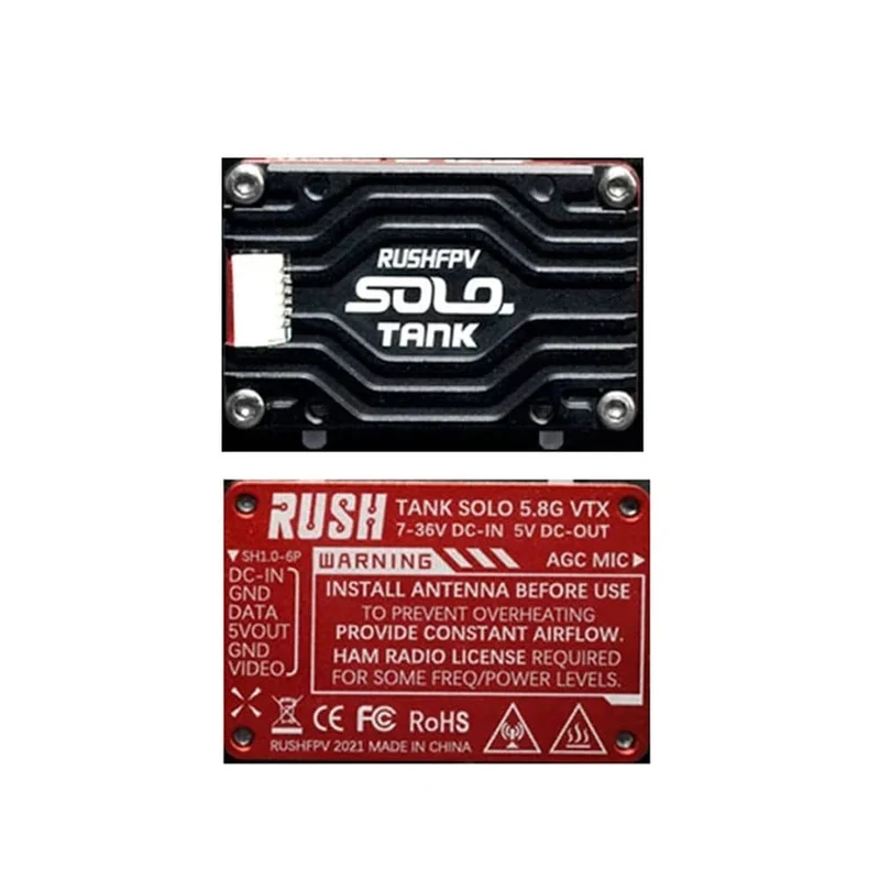RUSHFPV RUSH TANK SOLO VTX 5.8G 48CH PitMode Pitmode 25mW 400mW 800mW 1.6W Einstellbare 2-6S Mikrofon für FPV Long Range Drone