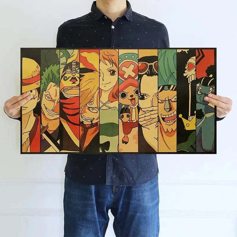 Anime One Piece Poster Dekorative Gemälde Poster Kunst Vintage Kraftpapier Bild Wandaufkleber Kind Wohnzimmer Dekoration
