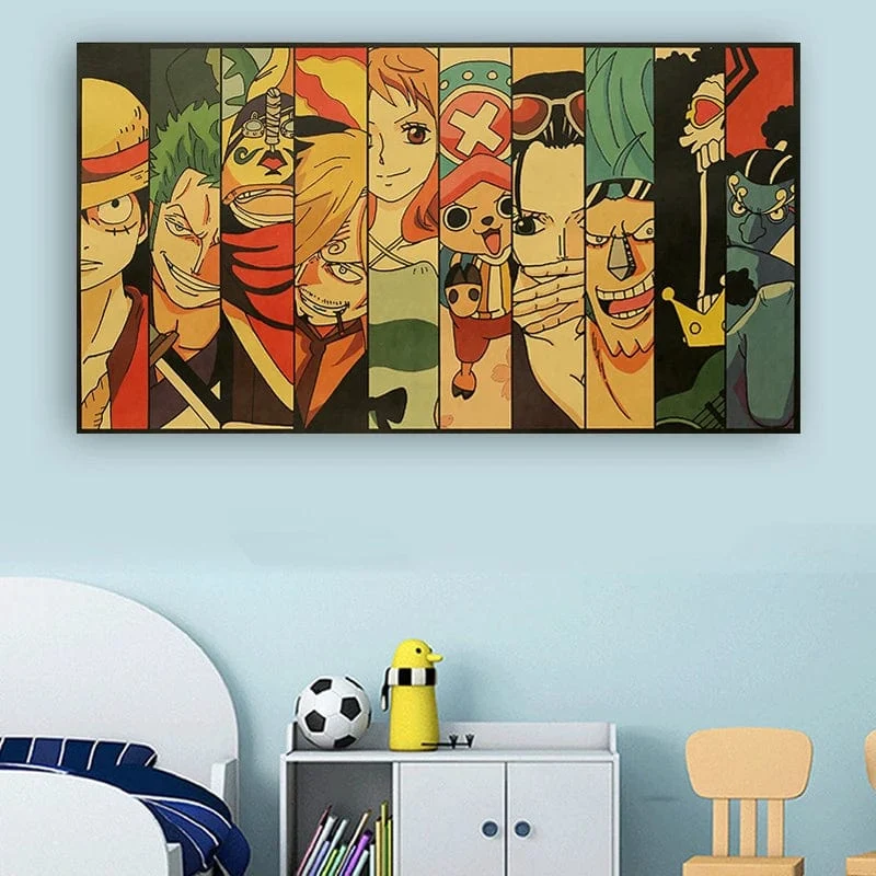 Anime One Piece Poster Dekorative Gemälde Poster Kunst Vintage Kraftpapier Bild Wandaufkleber Kind Wohnzimmer Dekoration