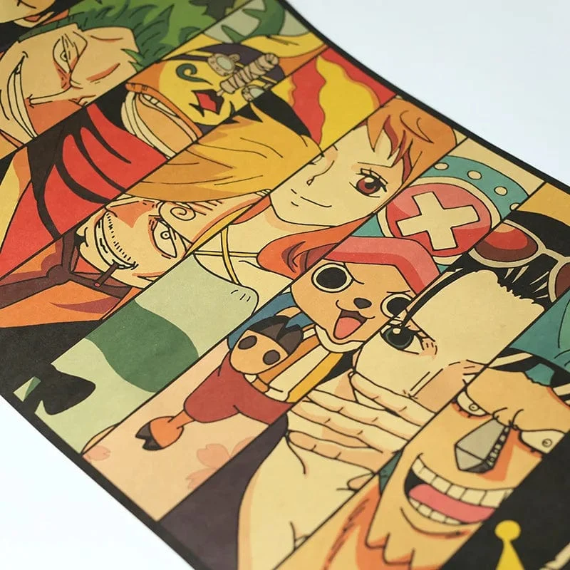Anime One Piece Poster Dekorative Gemälde Poster Kunst Vintage Kraftpapier Bild Wandaufkleber Kind Wohnzimmer Dekoration