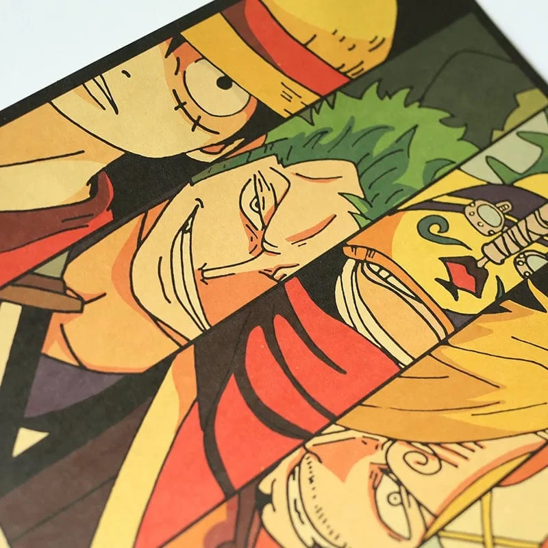 Anime One Piece Poster Dekorative Gemälde Poster Kunst Vintage Kraftpapier Bild Wandaufkleber Kind Wohnzimmer Dekoration