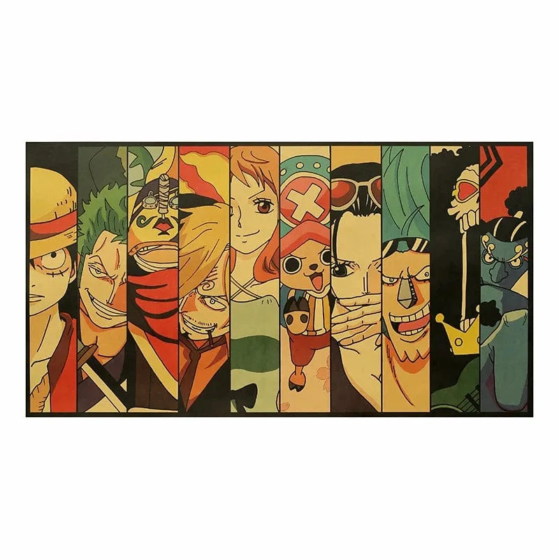 Anime One Piece Poster Dekorative Gemälde Poster Kunst Vintage Kraftpapier Bild Wandaufkleber Kind Wohnzimmer Dekoration