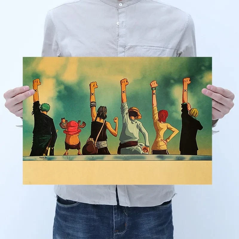 Anime One Piece Poster Dekorative Gemälde Poster Kunst Vintage Kraftpapier Bild Wandaufkleber Kind Wohnzimmer Dekoration