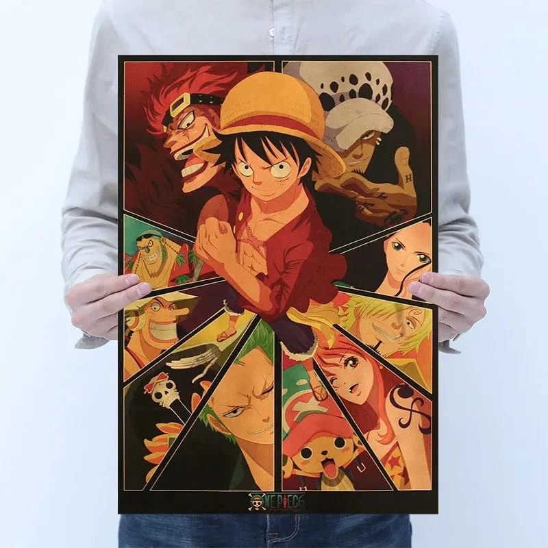Anime One Piece Poster Dekorative Gemälde Poster Kunst Vintage Kraftpapier Bild Wandaufkleber Kind Wohnzimmer Dekoration