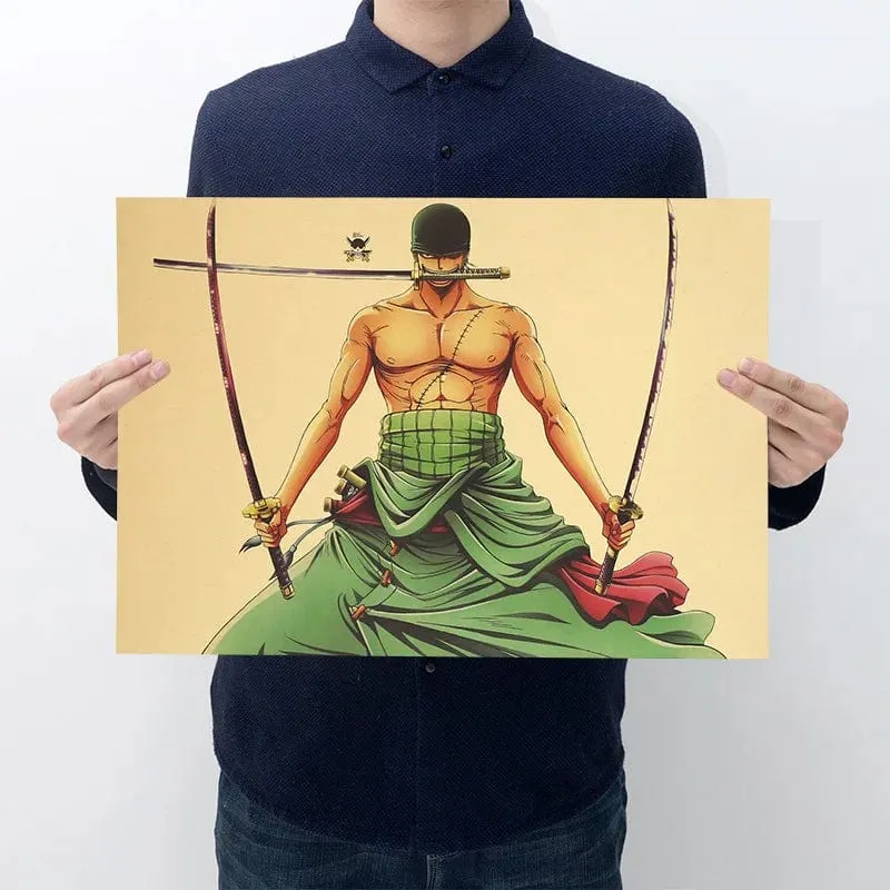 Anime One Piece Poster Dekorative Gemälde Poster Kunst Vintage Kraftpapier Bild Wandaufkleber Kind Wohnzimmer Dekoration