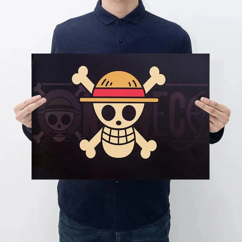 Anime One Piece Poster Dekorative Gemälde Poster Kunst Vintage Kraftpapier Bild Wandaufkleber Kind Wohnzimmer Dekoration