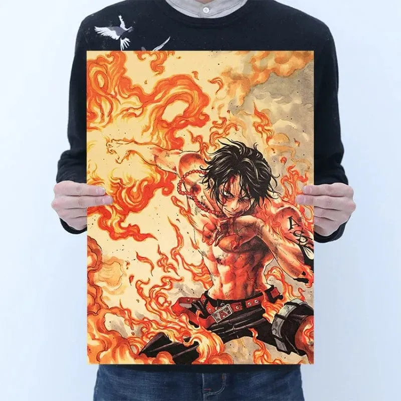 Anime One Piece Poster Dekorative Gemälde Poster Kunst Vintage Kraftpapier Bild Wandaufkleber Kind Wohnzimmer Dekoration