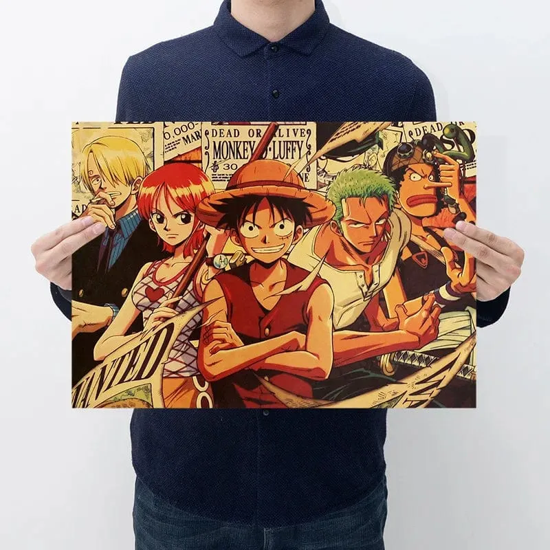 Anime One Piece Poster Dekorative Gemälde Poster Kunst Vintage Kraftpapier Bild Wandaufkleber Kind Wohnzimmer Dekoration