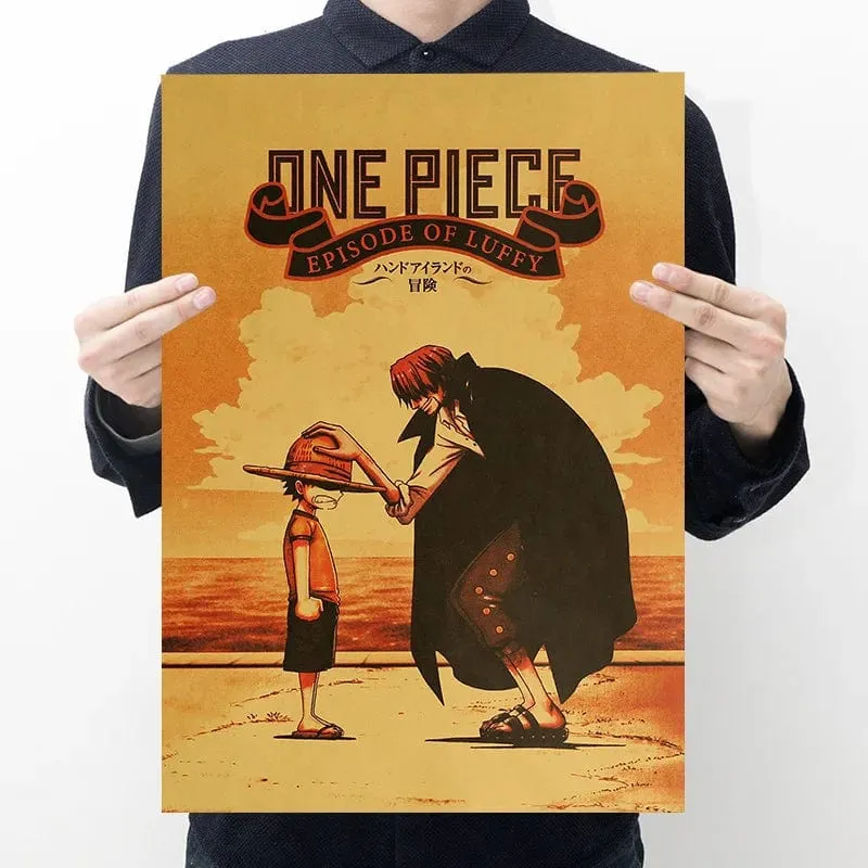 Anime One Piece Poster Dekorative Gemälde Poster Kunst Vintage Kraftpapier Bild Wandaufkleber Kind Wohnzimmer Dekoration