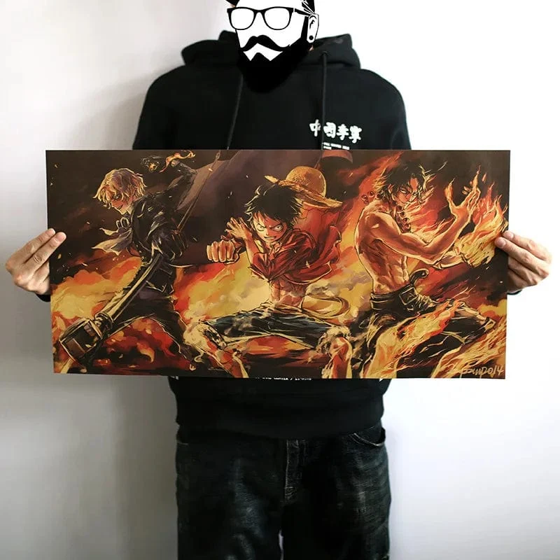 Anime One Piece Poster Dekorative Gemälde Poster Kunst Vintage Kraftpapier Bild Wandaufkleber Kind Wohnzimmer Dekoration
