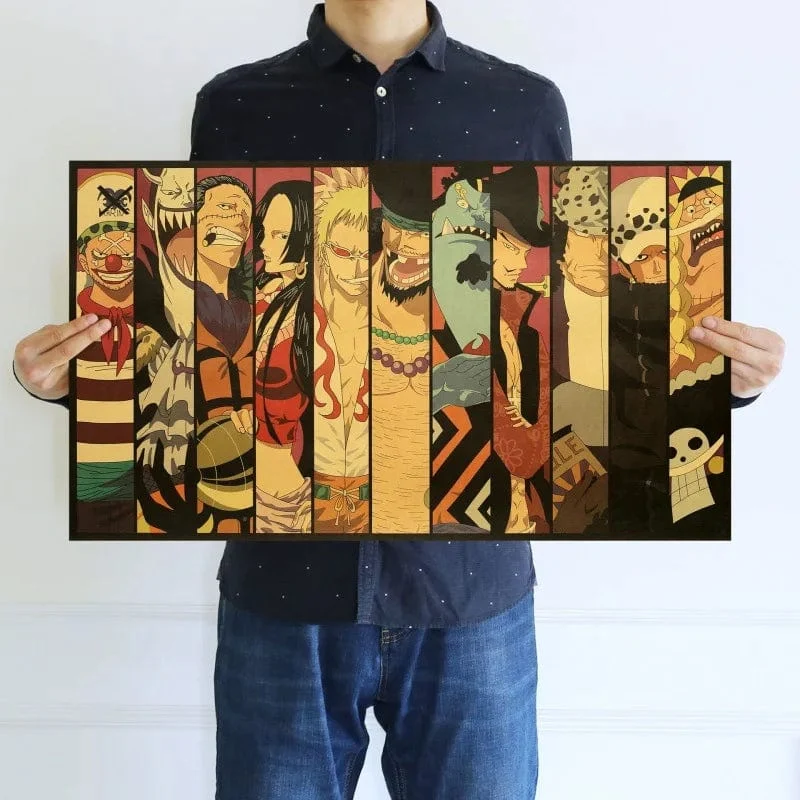 Anime One Piece Poster Dekorative Gemälde Poster Kunst Vintage Kraftpapier Bild Wandaufkleber Kind Wohnzimmer Dekoration