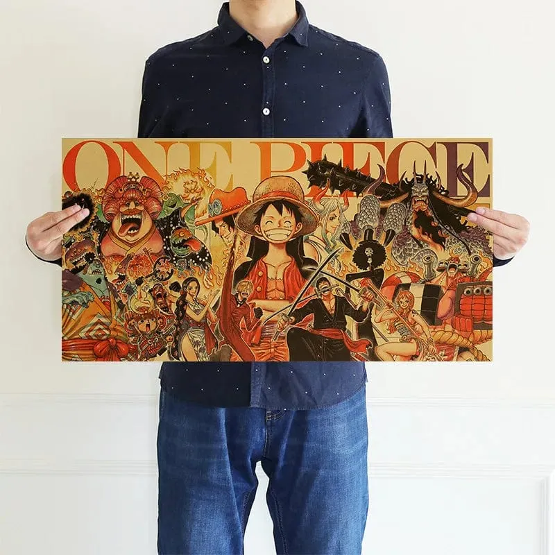 Anime One Piece Poster Dekorative Gemälde Poster Kunst Vintage Kraftpapier Bild Wandaufkleber Kind Wohnzimmer Dekoration