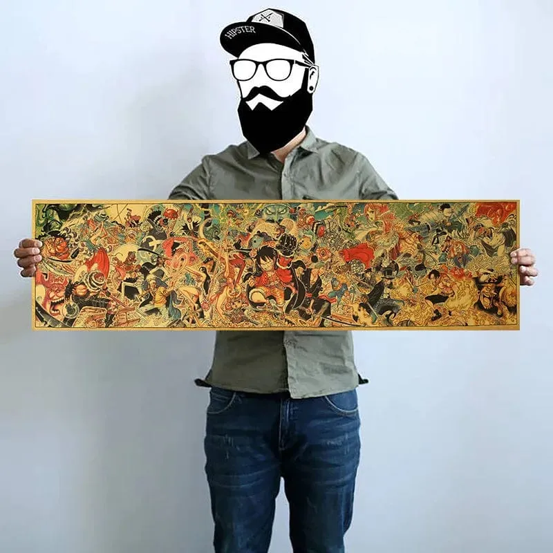 Anime One Piece Poster Dekorative Gemälde Poster Kunst Vintage Kraftpapier Bild Wandaufkleber Kind Wohnzimmer Dekoration