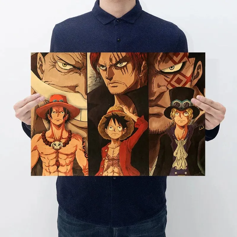 Anime One Piece Poster Dekorative Gemälde Poster Kunst Vintage Kraftpapier Bild Wandaufkleber Kind Wohnzimmer Dekoration