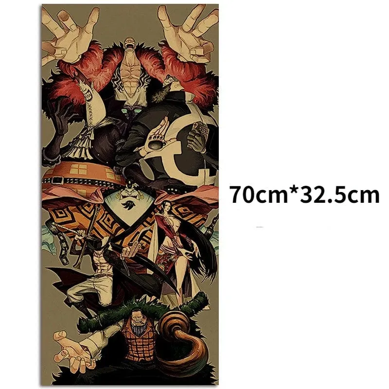 Anime One Piece Poster Dekorative Gemälde Poster Kunst Vintage Kraftpapier Bild Wandaufkleber Kind Wohnzimmer Dekoration