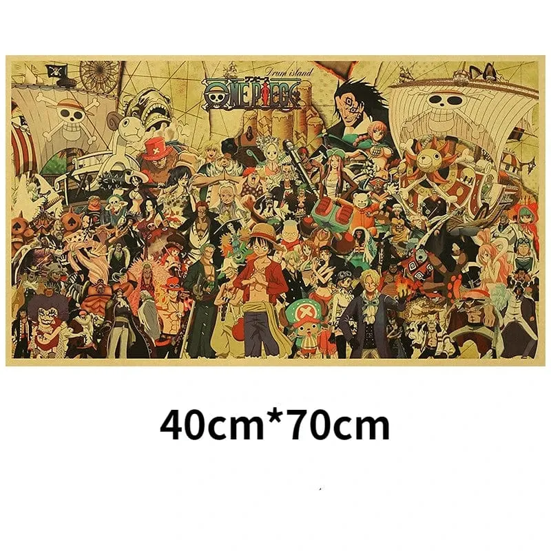 Anime One Piece Poster Dekorative Gemälde Poster Kunst Vintage Kraftpapier Bild Wandaufkleber Kind Wohnzimmer Dekoration