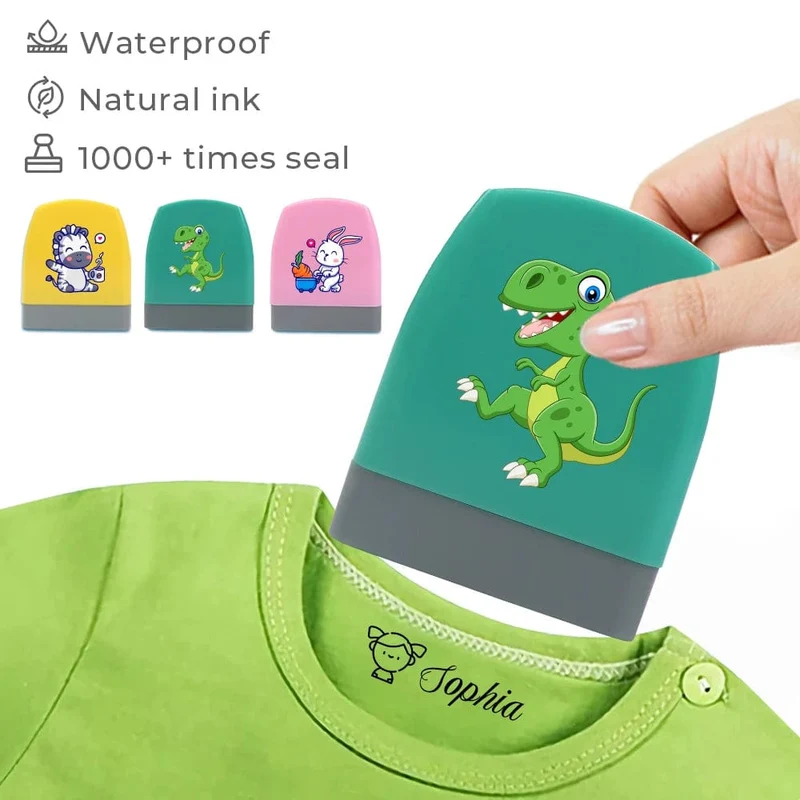 Cartoon Dinosaurier Namensstempel für Kleidung Personalisiert für Studentenkleidung Kapitel Kinder Kawaii Namensaufkleber Geschenk
