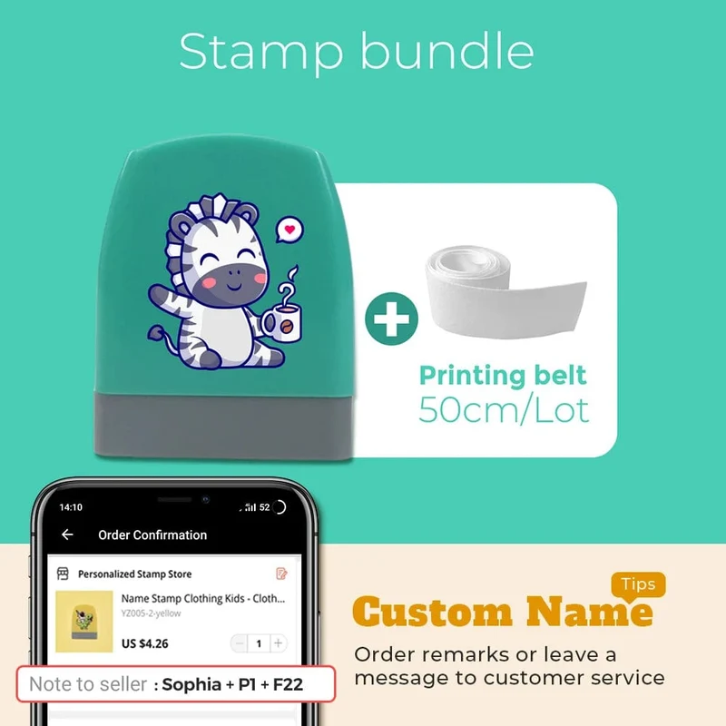 Cartoon Dinosaurier Namensstempel für Kleidung Personalisiert für Studentenkleidung Kapitel Kinder Kawaii Namensaufkleber Geschenk