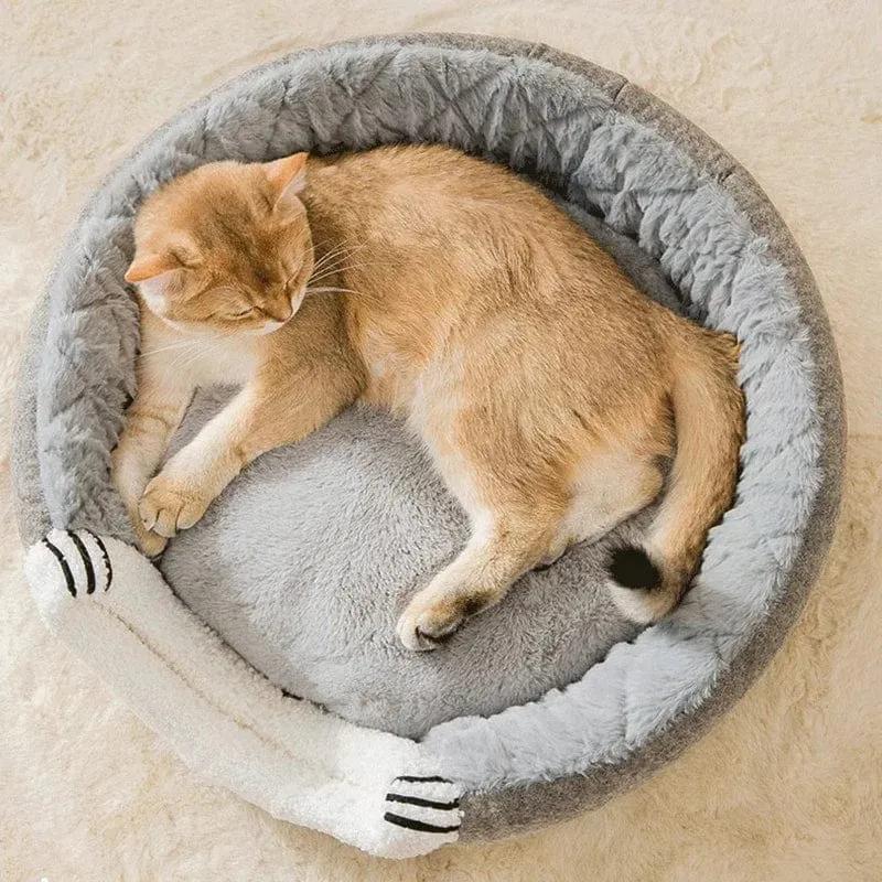 Warmes Katzen- und Hundehaus für den Innenbereich, weiches Haustierzelt, Höhlenbett, Katzenhütte mit tiefem Schlaf und abnehmbarem Kissen für Kätzchen, Welpen, bequemes Bett