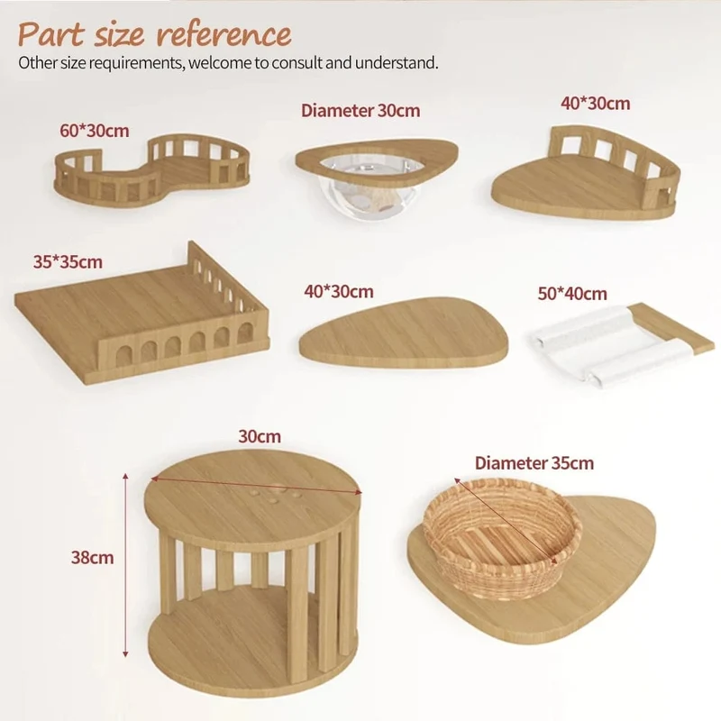 Hölzernes Katzenbaumhaus, multifunktionales Haustiermöbel, Kätzchen-Kletterspielzeug, Katzenkratzbäume, Katzenturm, weiches Flanell-Hängemattenbett