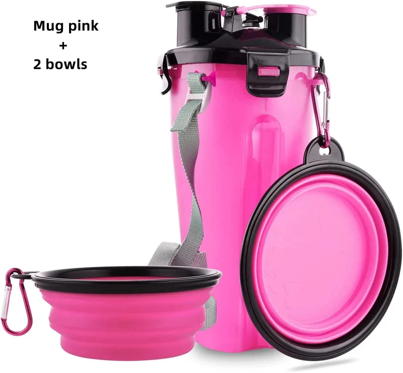 Hunde-Reisewasserflasche, zusammenklappbare Schüsseln, 2-in-1-Tierfutterbehälter mit zusammenklappbaren Schüsseln, tragbare Wasserschüsseln für den Außenbereich für Haustierkatzen