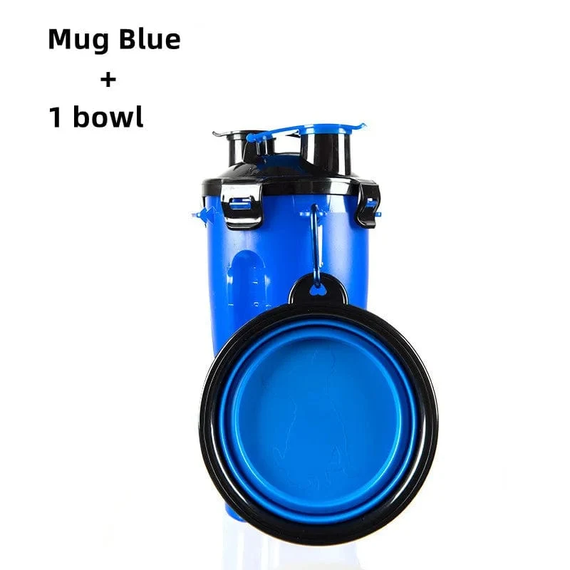 Hunde-Reisewasserflasche, zusammenklappbare Schüsseln, 2-in-1-Tierfutterbehälter mit zusammenklappbaren Schüsseln, tragbare Wasserschüsseln für den Außenbereich für Haustierkatzen