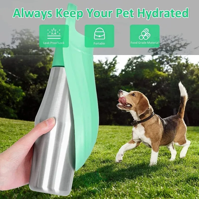 Große Hundewasserflasche aus Edelstahl, tragbarer Hundewassernapf für den Außenbereich, Welpen-Reisewasserbecken, Heimtierbedarf für alle Hunderassen