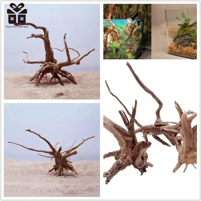 Natürlicher Baumstamm Treibholz Aquarium Reptil Zylinderwurzeln Pflanze Holz Dekoration Ornament Zubehör Aquarium Pflanzen