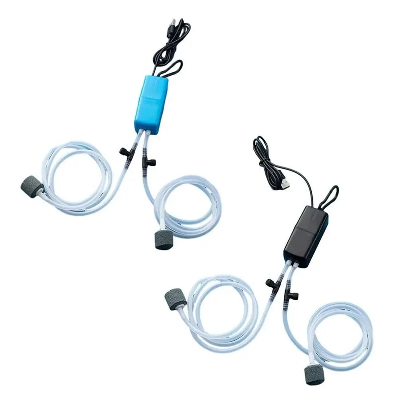 Mini-Aquarium-Luftpumpen-Set, Sauerstoffpumpe mit Luftstein, geräuschlos, hochenergieeffizient, USB-Aquariumfilter, Angeltank-Zubehör