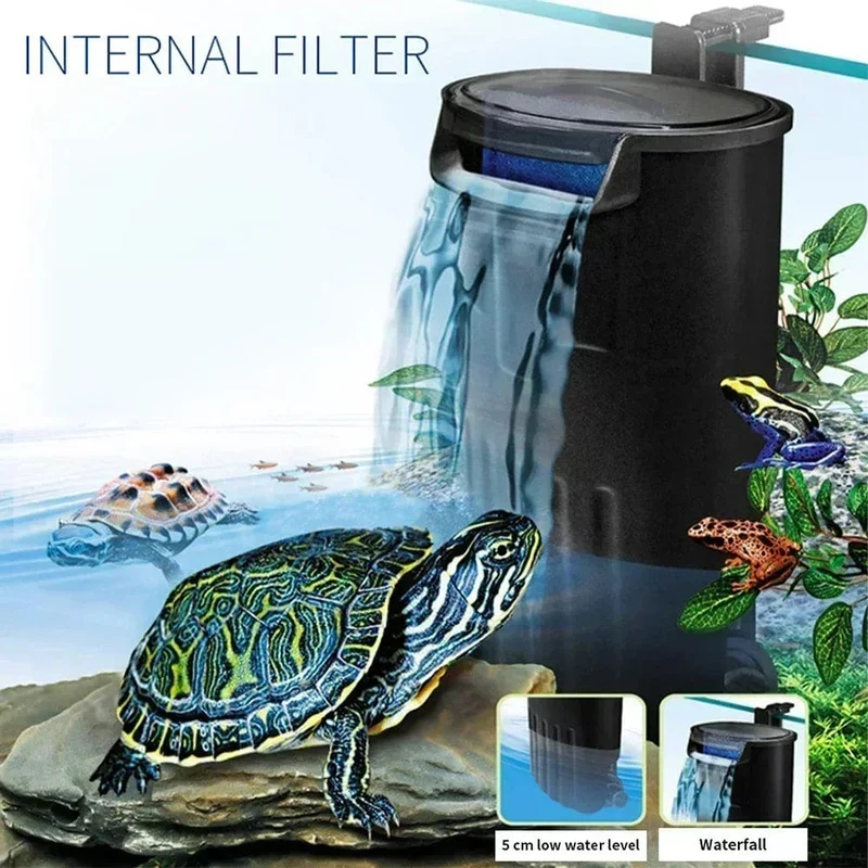 Aquariumfilter, 5 W, niedriges Wasser, Reptilienfilter, Kunststoff, saubere Wasserpumpe, Schildkrötentank, leistungsstarke Filtrationswasserpumpe