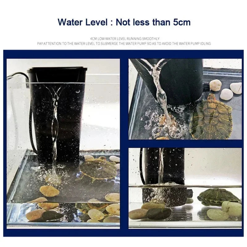 Aquariumfilter, 5 W, niedriges Wasser, Reptilienfilter, Kunststoff, saubere Wasserpumpe, Schildkrötentank, leistungsstarke Filtrationswasserpumpe
