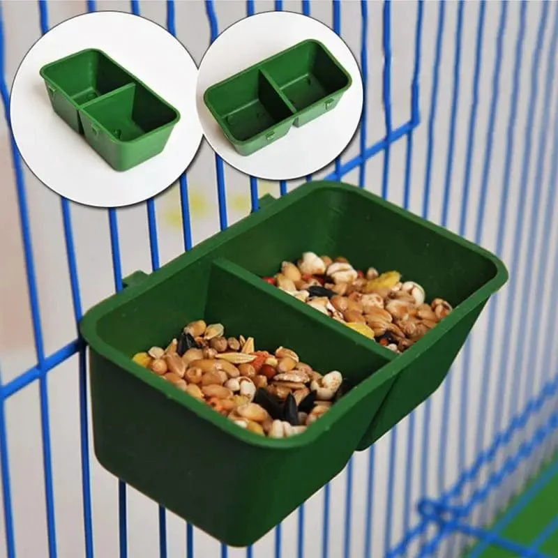 2In1 Vogelfutter Wasser Schüssel Papagei Dual Fütterung Tasse Kunststoff Tauben Käfig Wasser Futter Feeder Vogel Papagei Haustier Voliere Wasser box Schüssel