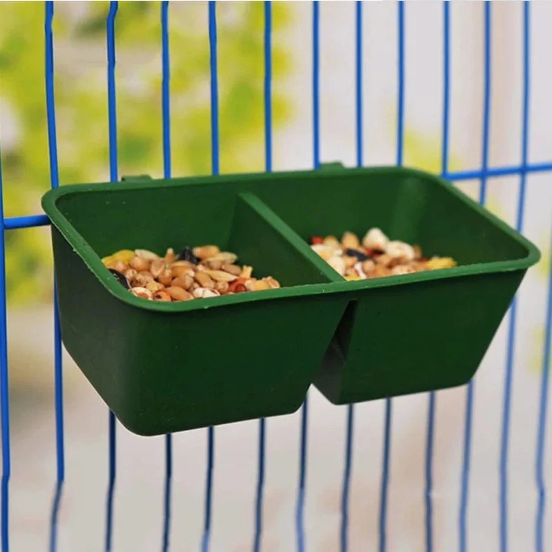 2In1 Vogelfutter Wasser Schüssel Papagei Dual Fütterung Tasse Kunststoff Tauben Käfig Wasser Futter Feeder Vogel Papagei Haustier Voliere Wasser box Schüssel