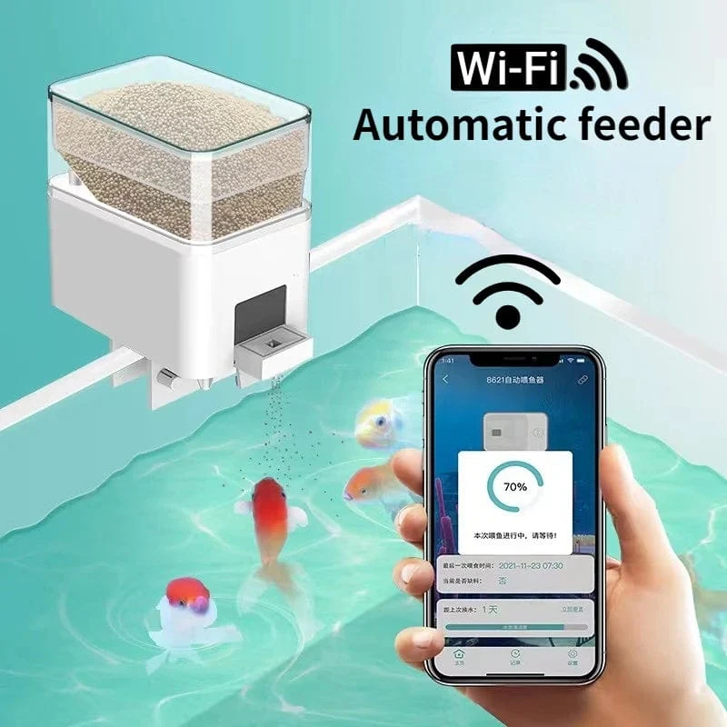 Automatisches Aquarium Feeder Timing/Wifi Wireless Smartphone App Intelligenter Lautsprecher Sprachfernbedienung Fischfütterung