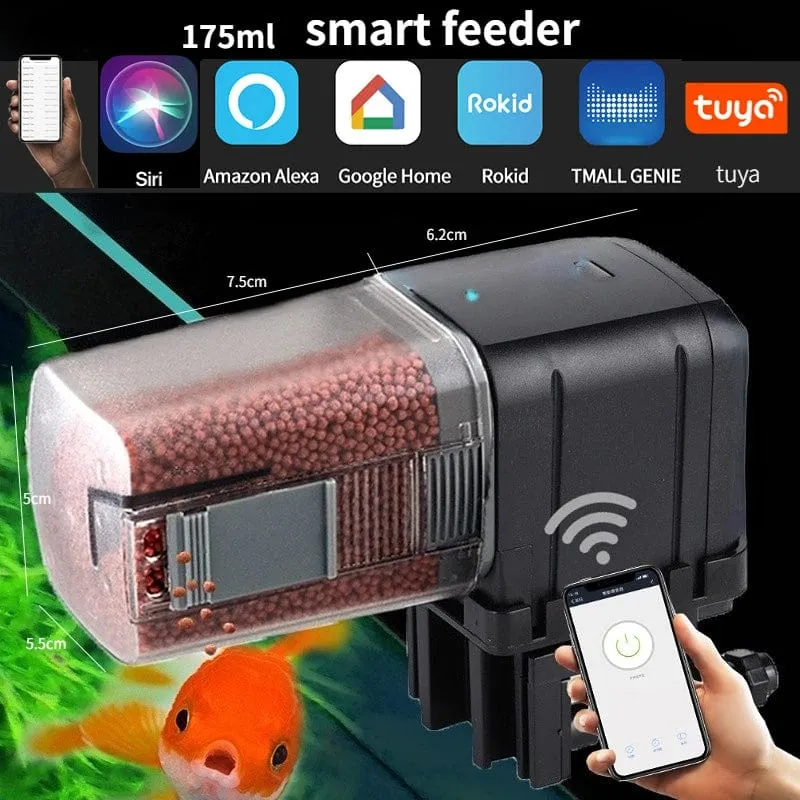 Automatisches Aquarium Feeder Timing/Wifi Wireless Smartphone App Intelligenter Lautsprecher Sprachfernbedienung Fischfütterung