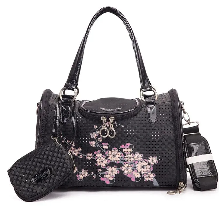 Hanpanda Tragbare Outdoor-Hundetasche, kleine Hundetransporttasche, Leder, Reise, Chihuahua, Teddy, PU-Tragetasche für Hunde, Handtasche mit Geldbörse