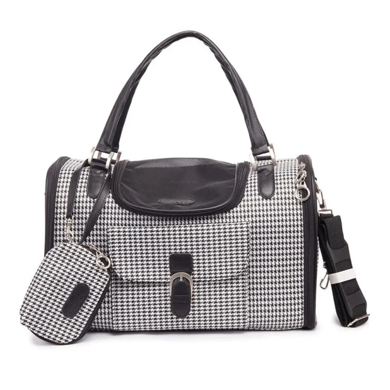 Hanpanda Tragbare Outdoor-Hundetasche, kleine Hundetransporttasche, Leder, Reise, Chihuahua, Teddy, PU-Tragetasche für Hunde, Handtasche mit Geldbörse