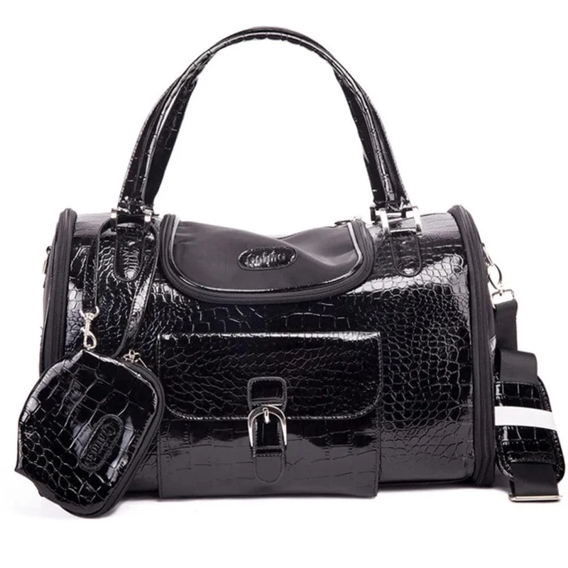 Hanpanda Tragbare Outdoor-Hundetasche, kleine Hundetransporttasche, Leder, Reise, Chihuahua, Teddy, PU-Tragetasche für Hunde, Handtasche mit Geldbörse