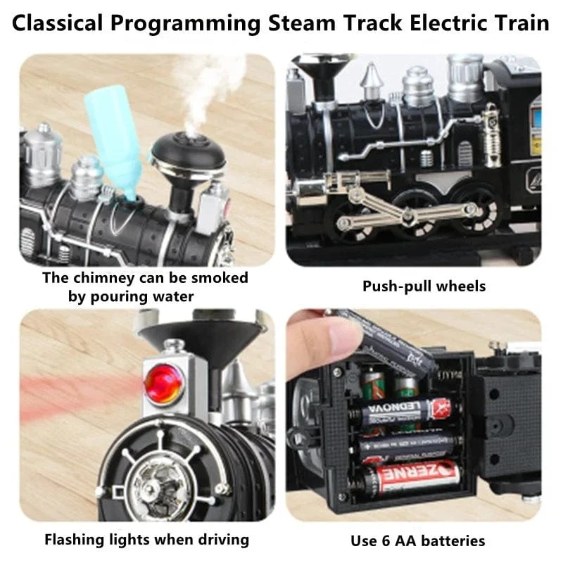 206 CM Super Track Fernbedienung Zug Hinzufügen Wasser Rauch Licht Musik Puzzle Lehre Eltern-Kind-Interaktion DIY Montage RC Spielzeug