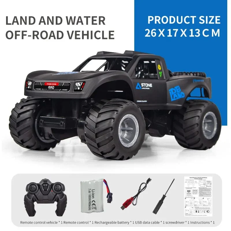 4WD RC Auto Amphibien Geländewagen 2.4G Fernbedienung Wasser Land Wasserdicht Crawler Stunt Klettern Lkw Spielzeug für Kinder