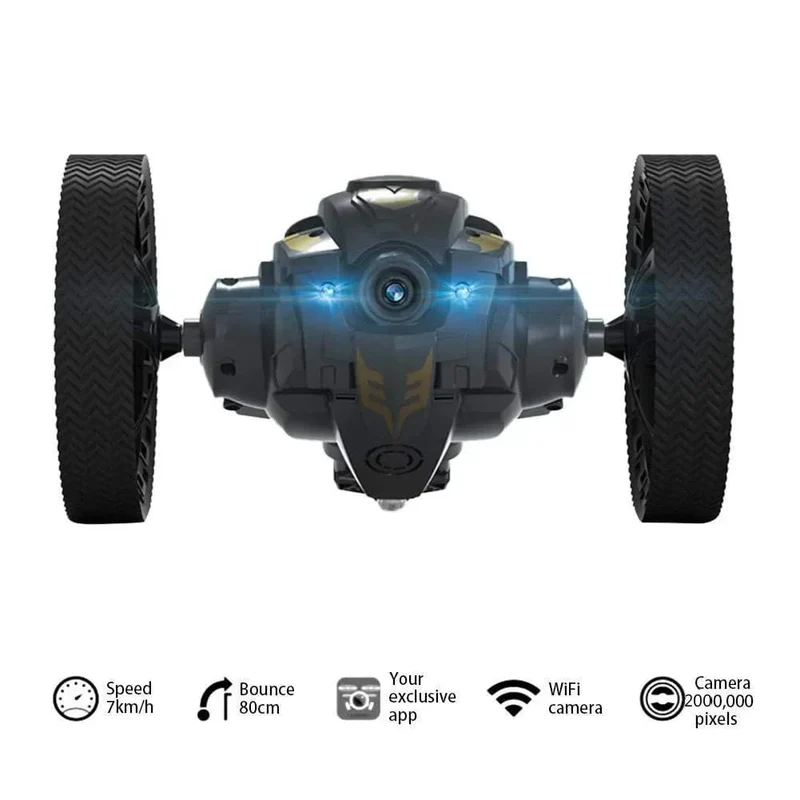 WiFi RC High Speed ​​Video Fernbedienung Springen Auto Streich Stunt Spielzeug LED Scheinwerfer Smart Bounce Racer Weihnachtsgeschenk 720P Kamera
