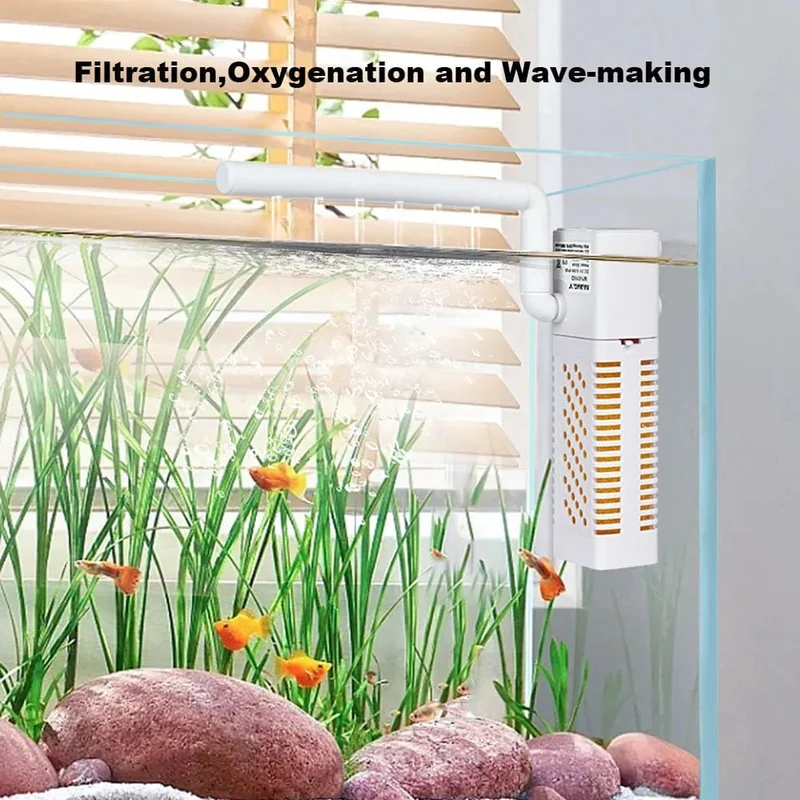 Tauchbarer Aquarium-Innenfilter mit eingebauter Umwälzpumpe, Aquariumfilter, geräuschloser USB-Filter für Aquarium