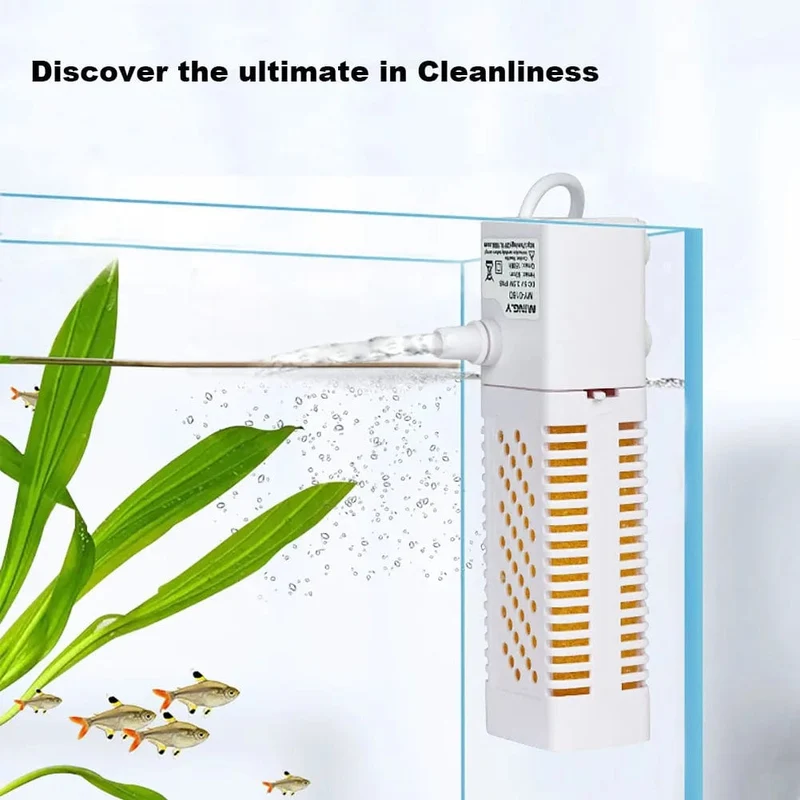 Tauchbarer Aquarium-Innenfilter mit eingebauter Umwälzpumpe, Aquariumfilter, geräuschloser USB-Filter für Aquarium