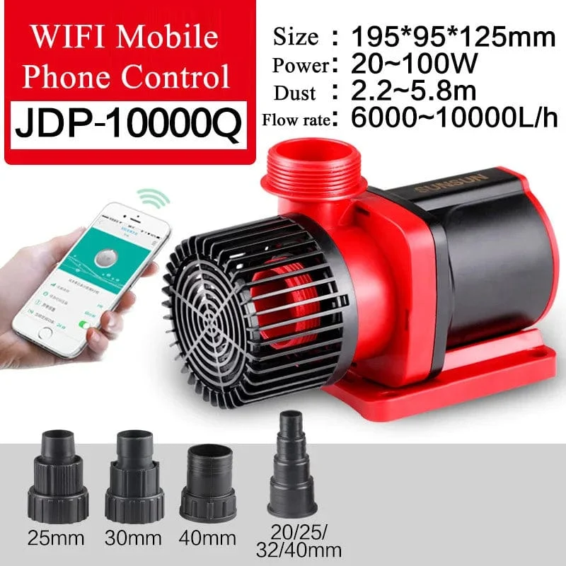 SUNSUN JDP DC Variable Frequenz, leise, leise, WLAN, Tauchwasserpumpe für Meeresriffaquarien, Teich, 100–240 V