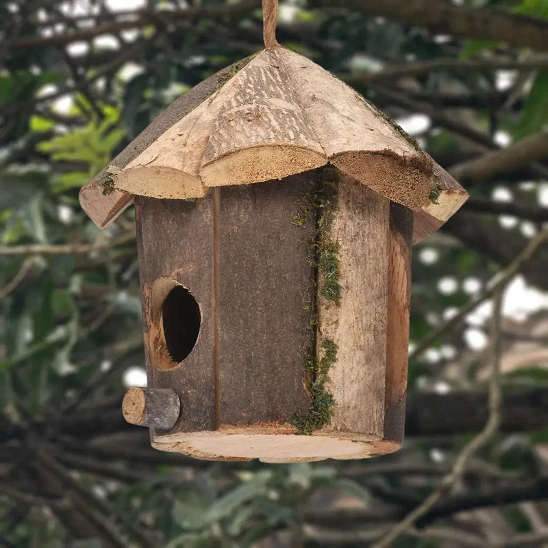 Außerhalb hölzernes Vogelnest, natürliches Dekor, Vogelhütte, Kolibri-Haus für Zuhause, Basteln, Wildvogelnest, Räumung, Garten, Vogelhaus-Dekoration