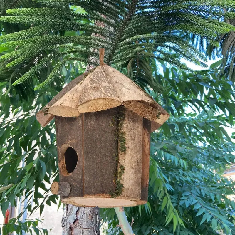 Außerhalb hölzernes Vogelnest, natürliches Dekor, Vogelhütte, Kolibri-Haus für Zuhause, Basteln, Wildvogelnest, Räumung, Garten, Vogelhaus-Dekoration