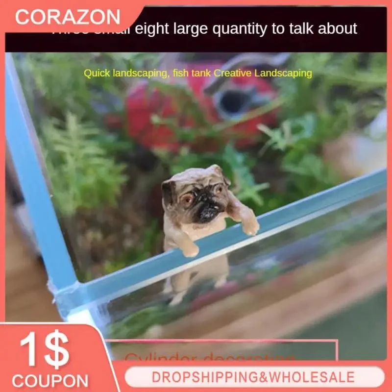 Mini Cartoon Hund Ornament Harz Figur DIY Handwerk Statue Für Aquarium Goldfischglas Aquarium Zubehör Hause Dekoration